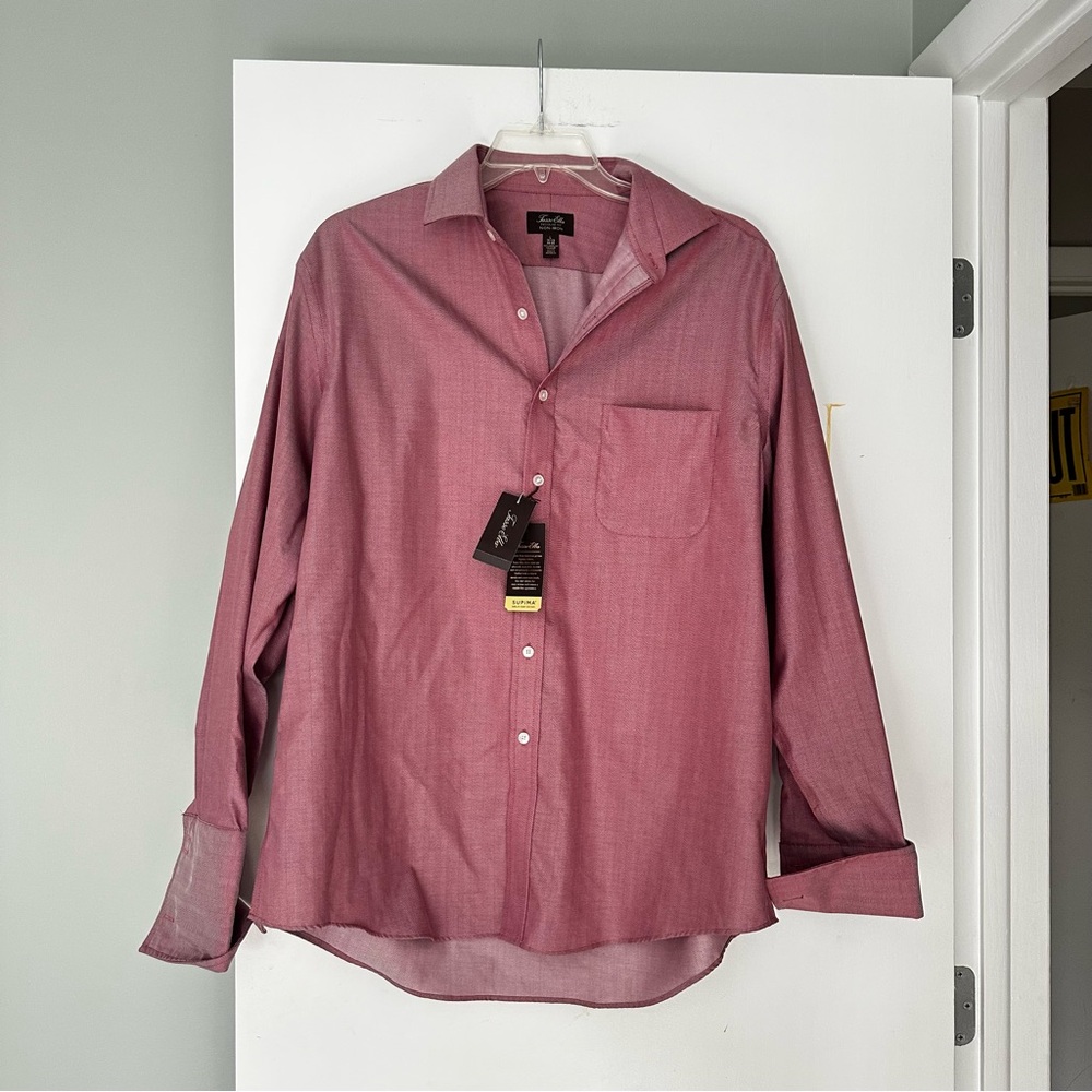 NWT Tasso Elba Men's Non-Iron Dress Shirt - 100% Supima Cotton - Size L (16.5 34